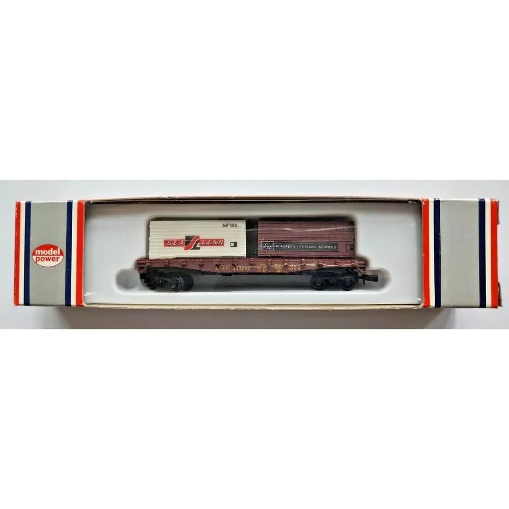 Model Power‎ 7022 N Santa Fe Scale Flat Car W/ 2 Cargo ATSF #933253 U105-16